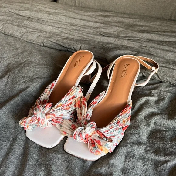 Kensie Kadence Floral Bow Satin Ankle Strap High Heel Sandal - Picture 2 of 9